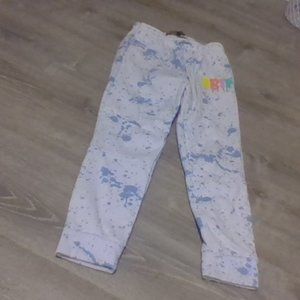 white kids drip pants